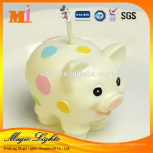 Impresión de color puntos Funny Pig Animal forma de regalo vela